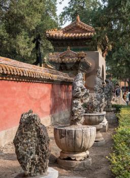 Details of the rock garden behind Hall of Supreme Harmony in the Forbidden City in Beijing