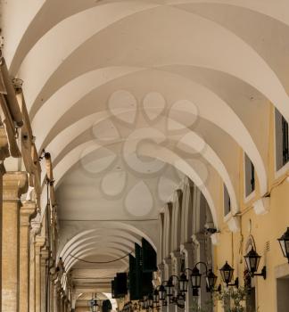 Arches under the Liston plaza by Spianada square in Kerkyra