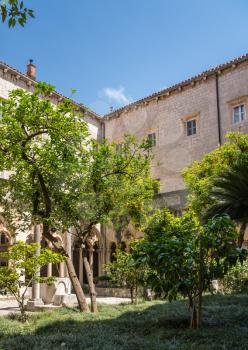 Courtyard and cloisters of Franciscan Monastery in the old town of Dubrovnik in Croatia