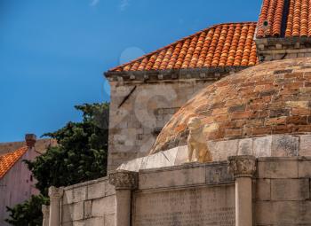 Detail of the Big Onofrio's fountain in the old town of Dubrovnik in Croatia