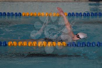 Swimming in the pool. Training in swimming.