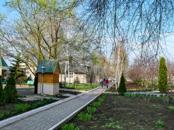 Holy Assumption Monastery, Russia - April 5, 2012: Monastery of the Holy Dormition, appearance of the monastery and the area near it.