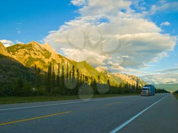Asphalt road in Canada. Landscape in northern canada.