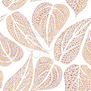 Floral leaves seamless pattern. Leaf textured background. Ornamental flourish tiled texture