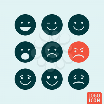 Emoticons icon. Emoticons logo. Emoticons symbol. Set emoji icons isolated, minimal design. Vector illustration