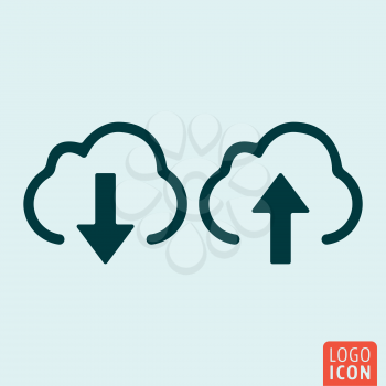 Upload and download icon. Cloud with arrow symbol. Vector illustration