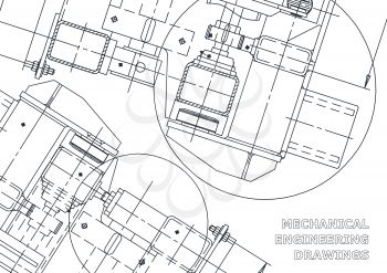 Mechanical Engineering drawing. Blueprints. Mechanics. Cover. Engineering design, production
