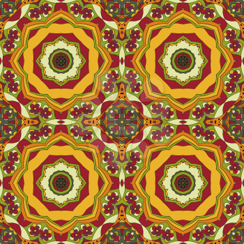 Mandala. Oriental pattern. Traditional seamless ornament. Turkey, Egypt, Islam. Relaxing picture. Doodle drawing. Red and orange