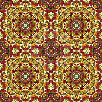 Mandala. Oriental pattern. Traditional seamless ornament. Turkey, Egypt, Islam. Relaxing picture. Doodle drawing. Red and orange colors