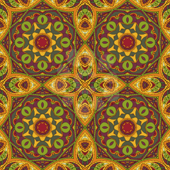 Mandala. Oriental pattern. Traditional seamless ornament. Turkey Egypt. Relaxing picture. Red and orange tone