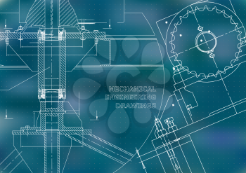 Engineering backgrounds. Technical. Mechanical engineering drawings. Blueprints. Blue. Points