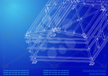 Metal constructions. Volumetric constructions. 3D design. Abstract backgrounds. Cover, banner