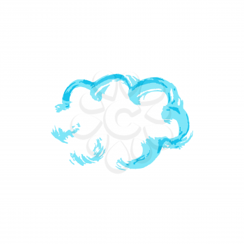 Clouds icon. Hand drawing paint, brush drawing. Isolated on a white background. Doodle grunge style icon. Decorative element. Outline, line icon, cartoon illustration