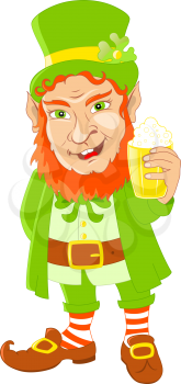 Leprechaun with mug of beer for St Patrick's Day