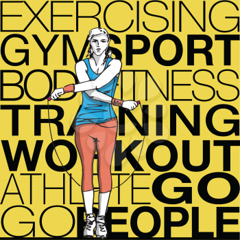 Illustration of woman training with jump rope 