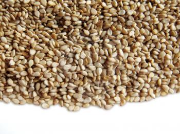 background of sesame seeds on a white background