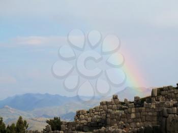 Sacsayhuaman, Incas ruins in the peruvian Andes at Cuzco Peru