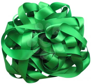 Green ribbon over white background, design element. Clipping Path included