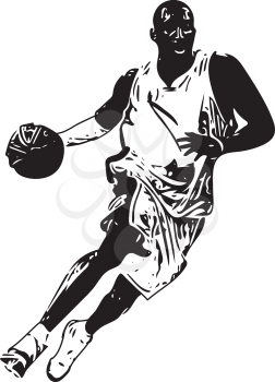 Sketch of basketball player with abstract background