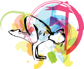 Abstract illustration of Beautiful sporty fit yogini woman practices yoga