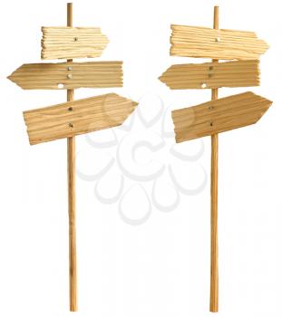 two wooden pointer with three plates in slightly different positions
