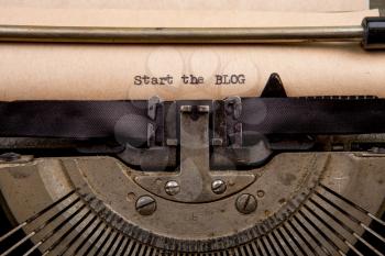 Start the blog - typed words on a Vintage Typewriter