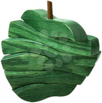 Royalty Free Photo of a Wooden Green Apple 
