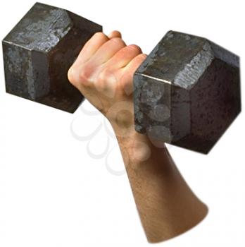 Royalty Free Photo of a Fore Arm Lifting an Iron Dumbbell