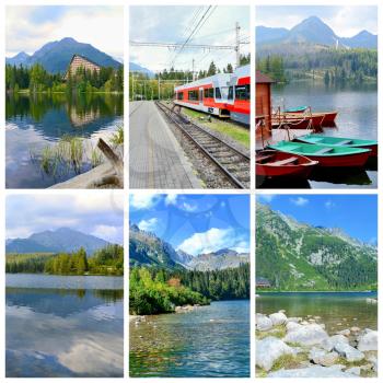 Photo collage with photos of  High Tatra mountains, places and nature.
