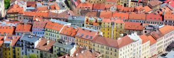 Top view of the red roofs of Prague downtown.
