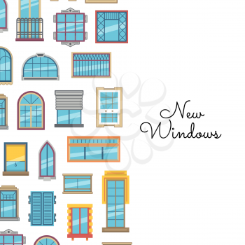 Vector window flat icons background with place for text illustration