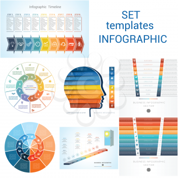  Infographics Element. Templates for nine steps, options, parts, processes, can be used for business process, workflow, banner, diagram, web design, area chart. 
