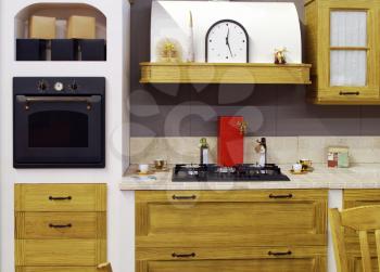 New modern wooden kitchen with appliance