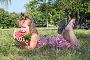 beautiful little girl with watermelon