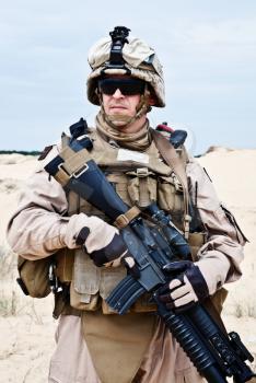 US marine in the MARPAT uniform and protective military eyewear