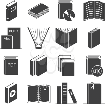 Books vector icons. Literature book for learning and illustration audio and video books