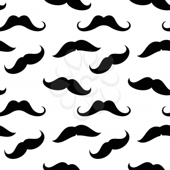 Vector mustaches seamless pattern in black and white. Background with mustaches illustration