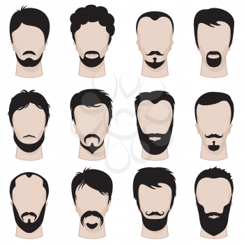 Mens hipster hairstyle, haircuts, beard, mustache. Fashion gentleman with fashionable hairstyle. Vector illustration