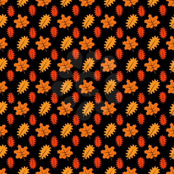 Bright maple and oaks leaves seamless pattern. Vector background pattern oak and maple, illustration of colored fall leaf
