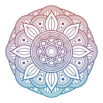 Colorful flower mandala. Arabic, indian, asian printable decorative element isolated on white. Vector illustration