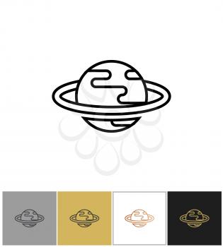 Planet icon, global international symbols, earth business concept sign on white and black backgrounds. Vector illustration