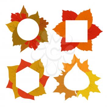 Yellow, red, orange autumn leaves vector banner templates isolated on white illustration