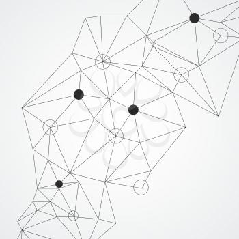 Abstract connection structure with dots and lines. Vector background.