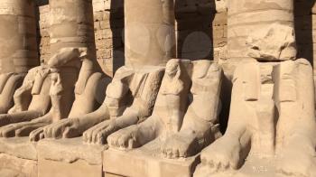 Buildings and columns of ancient Egyptian megaliths. Ancient ruins of Egyptian buildings