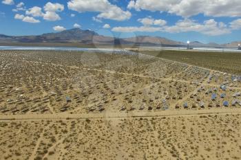 Power station on solar batteries. An alternative source of energy is solar panels