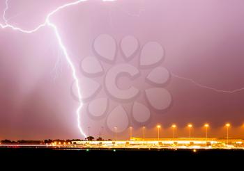 Lightning beating around the airport. Non-flying weather for aircraft.