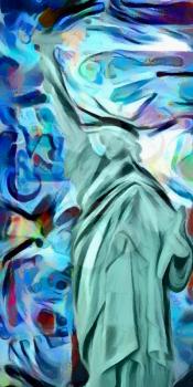 Liberty statue abstract. 3D rendering
