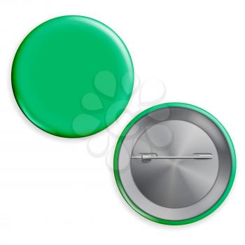 Blank Green Badge Vector. Realistic Illustration. Empty Circle Button Pin.