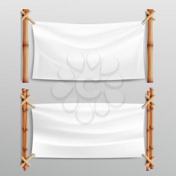 Bamboo Frame Template Vector. Good For Tropical Signboard. Empty Canvas For Text. Realistic