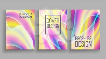 Minimal Covers Design Vector. Fluid Iridescent. Pastel Or Neon Color Texture Background. Illustration